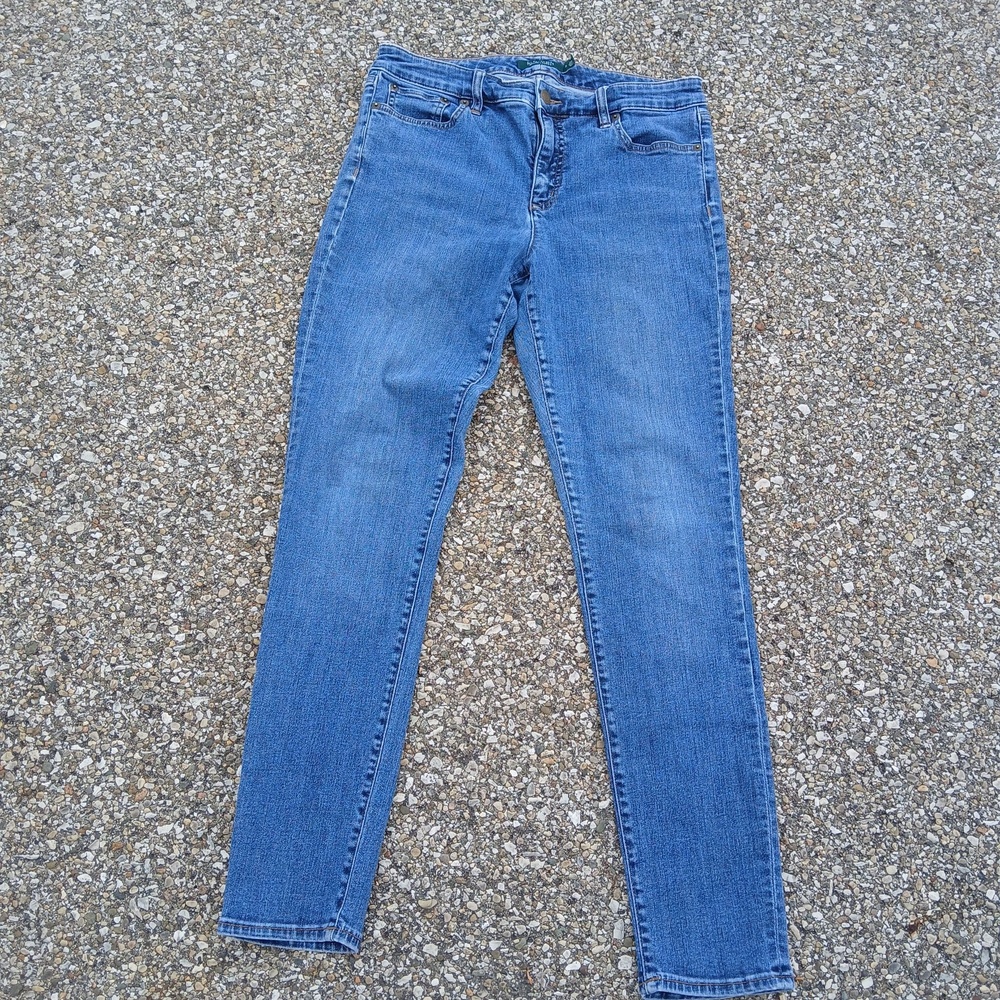 Lauren Ralph Lauren Classic Skinny Curvy Jeans Womens 10 Blue Medium Wash Denim